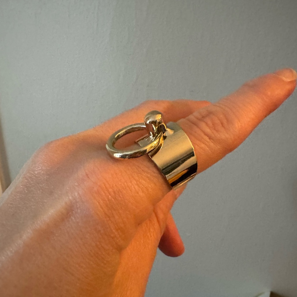 Adjustable Gold Ring With Loop/Ring Attachment - image 2